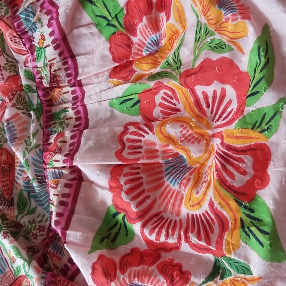 FARM Rio Smocked Top Midi Dress in Pink Macaw Flight - Picture 10 of 16